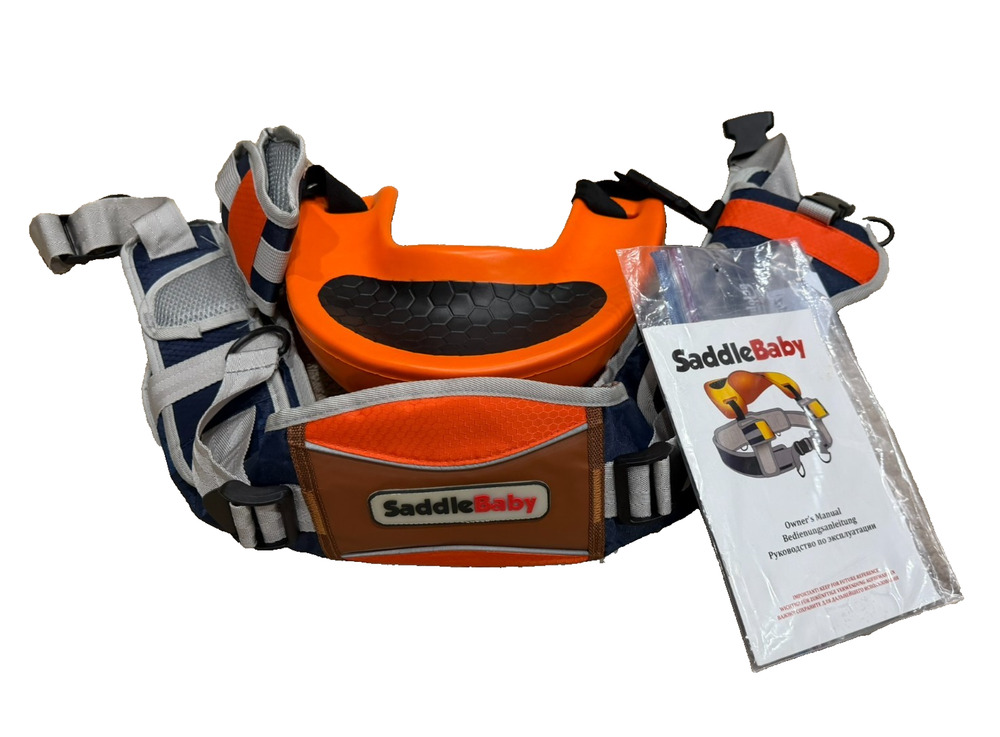 Saddle Baby Hands Free Baby Toddler Carrier Blue Orange With Seat / Instructions